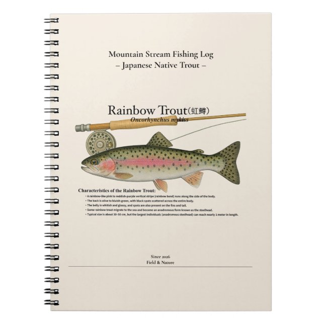 Cuaderno Rainbow Mountain Stream Fishing Log Photo Notebook (Frente)