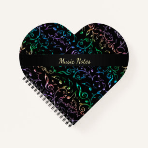 Cuaderno Rainbow Music Notes Personalized Heart