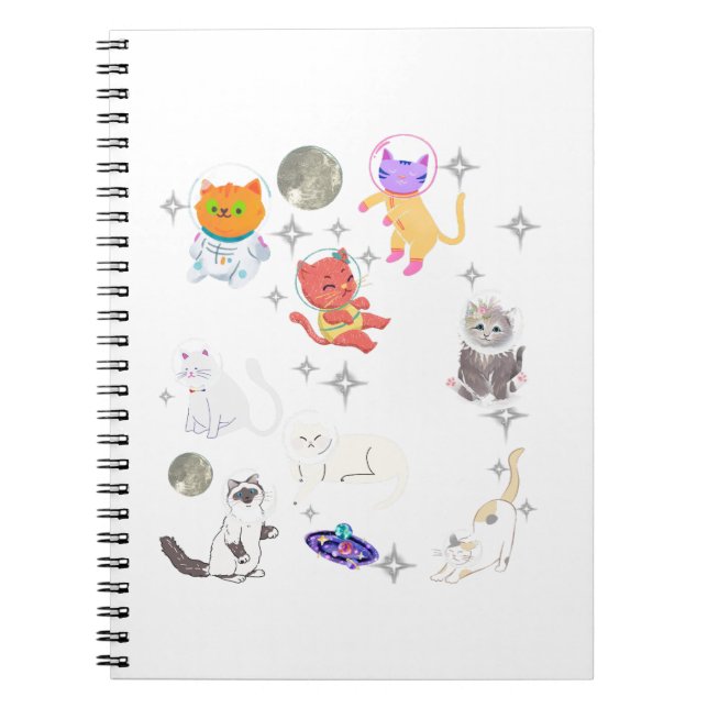 Cuaderno Rainbow Space Cats Galaxy Dreams Cute Kawaii  (Frente)