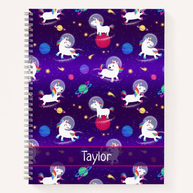 Cuaderno Rainbow Unicorns In Space Purple Ombre (Anverso)