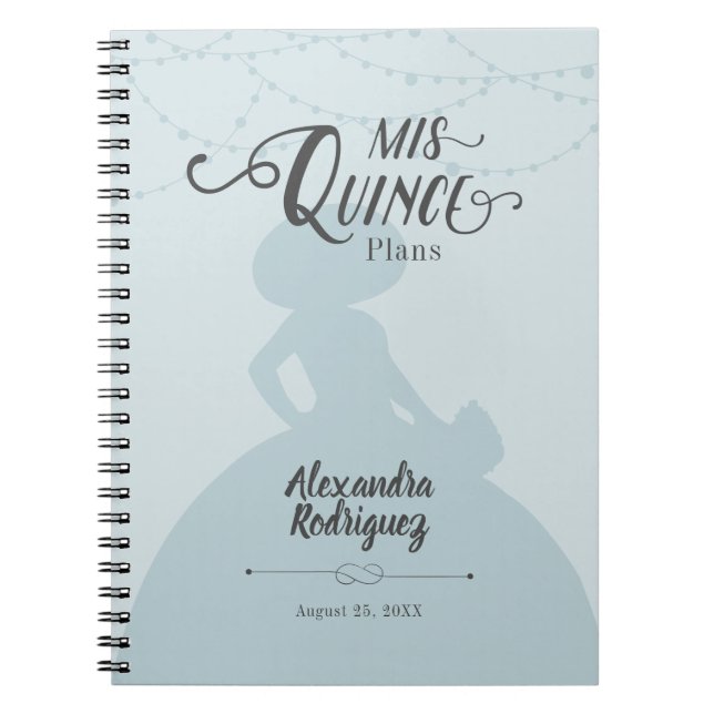 Cuaderno Rainy Day Blue Charro Silhouette Quinceanera (Frente)