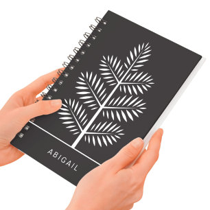 Cuaderno Rama Botánica Tropical Elegante Blanco y Negro