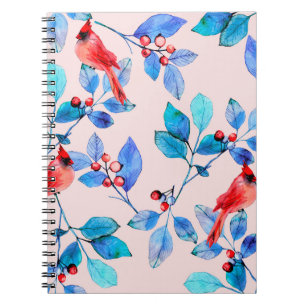 Cuaderno Rama con bayas y aves acuarela ilustrador
