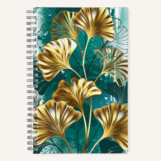 Cuaderno Rama con hojas doradas Ginko Biloba (Anverso)