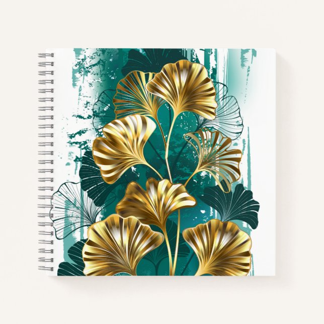 Cuaderno Rama con hojas doradas Ginko Biloba (Anverso)