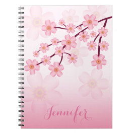 Cuaderno Rama de Sakura Flor de Cerezo Rosa con Nombre Pers