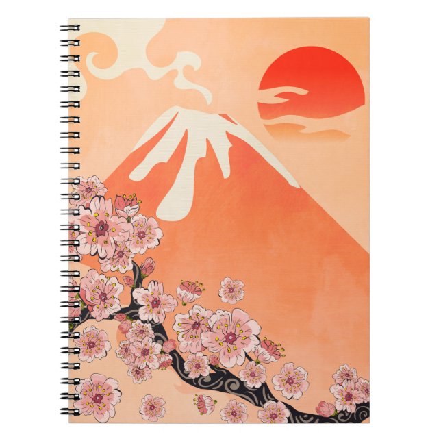 Cuaderno Rama de Sakura y volcán (Frente)