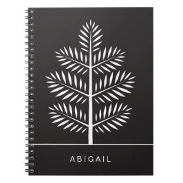 Cuaderno Rama Tropical Botánica Elegante de Blanco Negro