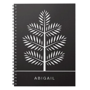 Cuaderno Rama Tropical Botánica Elegante de Blanco Negro