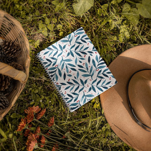 Cuaderno Ramas de acuarela de bonito - turquesa y roja (Subido por el creador)