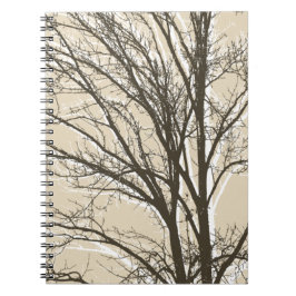 Cuaderno Ramas de árbol blanco castaño y crema rústica
