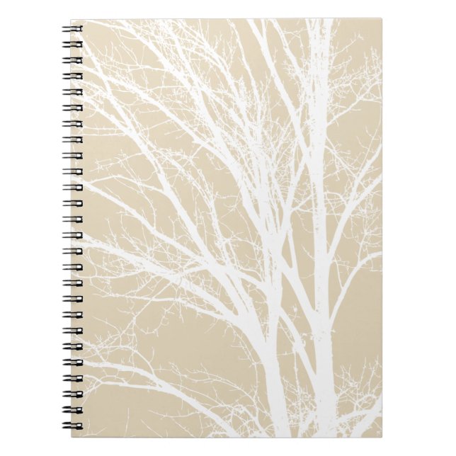Cuaderno Ramas de árbol blanco crema rústica (Frente)