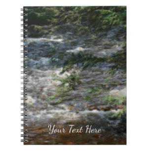 Cuaderno Ramas De Árbol De Pino Sobre Rapids En Stream Orto