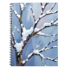 Cuaderno Ramas de árboles nevadas del invierno pintadas