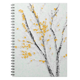 Cuaderno Ramas de árboles otoñales con hojas de otoño amari