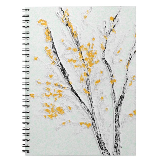 Cuaderno Ramas de árboles otoñales con hojas de otoño amari (Frente)