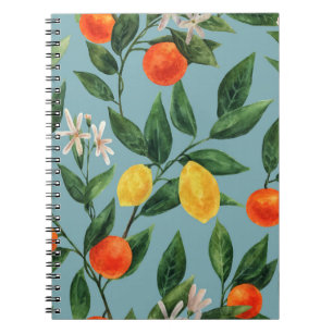 Cuaderno Ramas de cítricos: patrón ornamental de acuarela