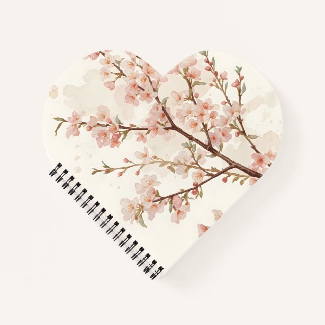 Cuaderno Ramas de flor de cerezo rosa suave (Anverso)