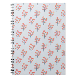Cuaderno Ramas de Flor de Coral sobre Patrón Azul Brumoso