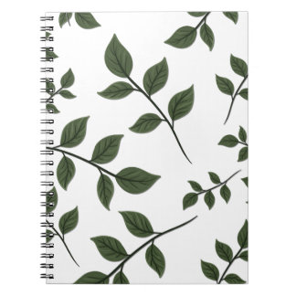 Cuaderno Ramas de follaje con hojas verdes sobre blanco