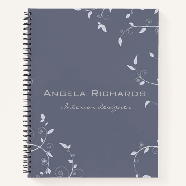 Cuaderno Ramas de hojas rizadas azules (Anverso)