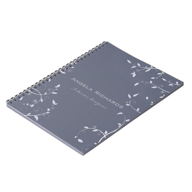 Cuaderno Ramas de hojas rizadas azules (Lado Izquierdo)