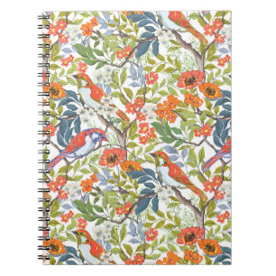 Cuaderno Ramas de jardín con flores y aves