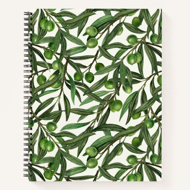 Cuaderno Ramas de olivo sobre blanco apagado (Anverso)