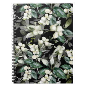 Cuaderno Ramas grises de invierno patrón verde acuarela