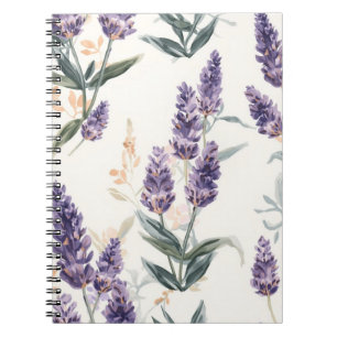 Cuaderno Ramilletes de lavanda Botánico acuarela Floral púr