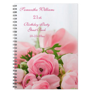 Cuaderno Ramo de 21ro cumpleaños de los rosas rosados