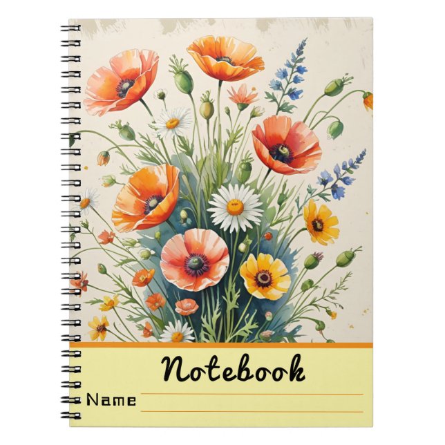 Cuaderno Ramo de Acuarela de Flores Silvestres (Frente)