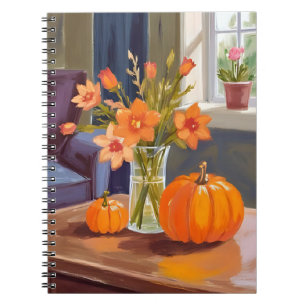 Cuaderno Ramo de Calabaza de Otoño   Flores Naranjas Otoño