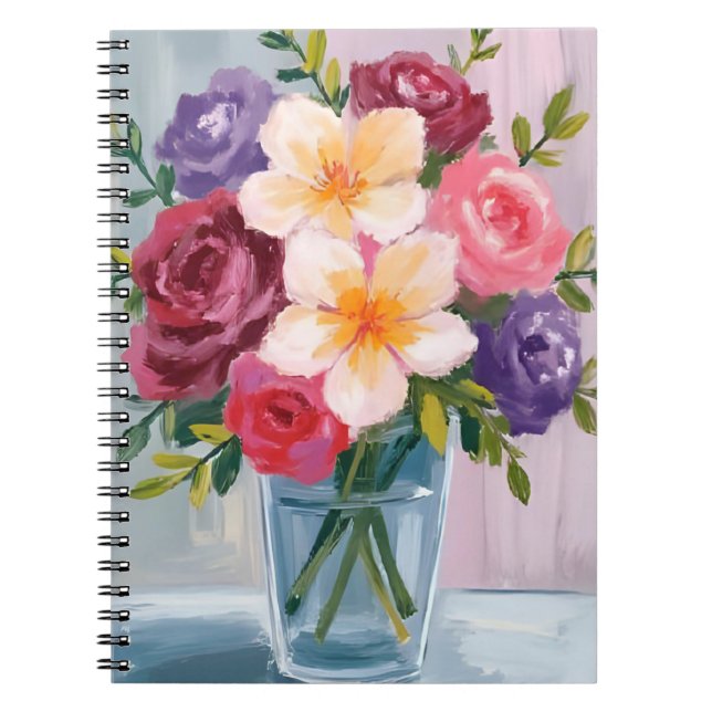 Cuaderno Ramo de flores acuarela pintura floral (Frente)
