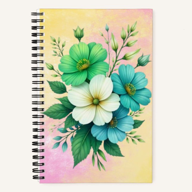 Cuaderno Ramo de Flores Blancas Azules-57453 (Anverso)