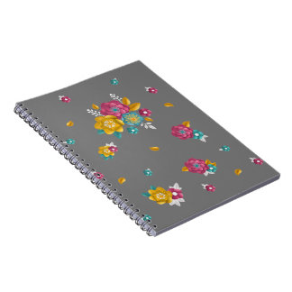 Cuaderno Ramo de flores en círculo florecido en 3D en papel