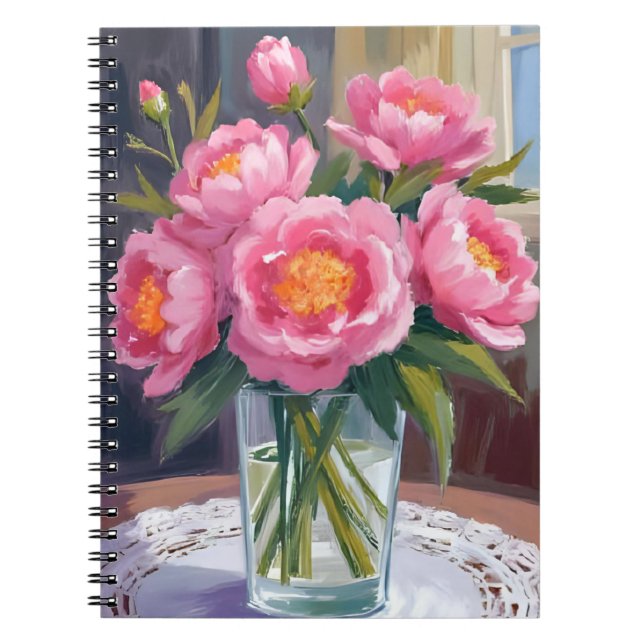 Cuaderno Ramo de flores rosa precioso | Floral de peonía (Frente)