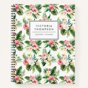 Cuaderno Ramo de flores tropicales en acuarela patrón