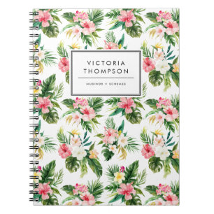 Cuaderno Ramo de flores tropicales en acuarela patrón