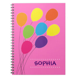 Cuaderno Ramo de Globos Coloridos Personalizado para Niñas