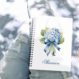 Cuaderno Ramo de Hortensias Azules Personalizado para Damas