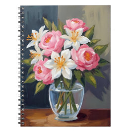 Cuaderno Ramo de Lirios y Rosas | Jarrón de Acuarela Floral
