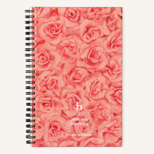 Cuaderno Ramo de rosa rosa de moda monograma moderno