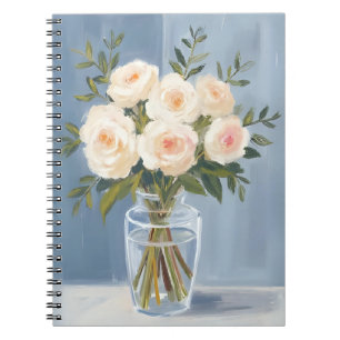 Cuaderno Ramo de Rosas Blancas Floral Acuarela Elegante