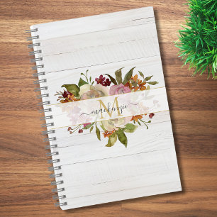 Cuaderno Ramo de Rosas en Acuarela Rústica con Monograma