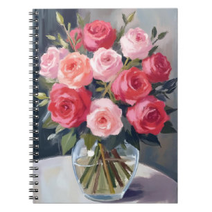 Cuaderno Ramo de Rosas   Pintura Acuarela Floral Roja