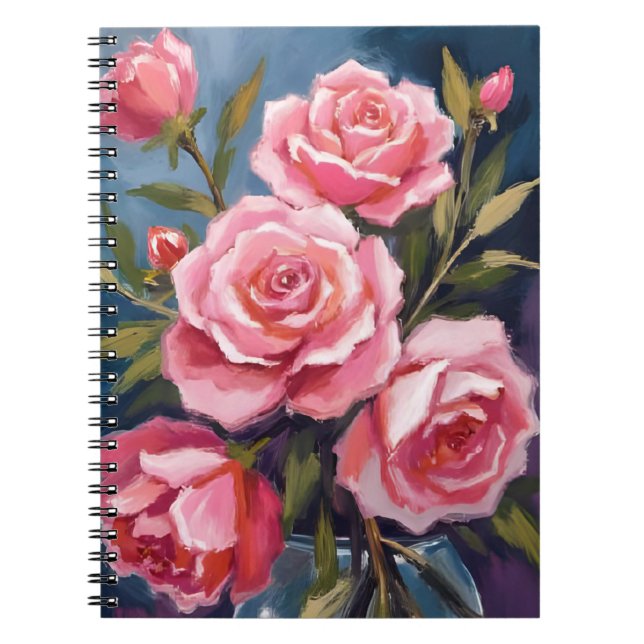 Cuaderno Ramo de Rosas Rosadas Pintado (Frente)