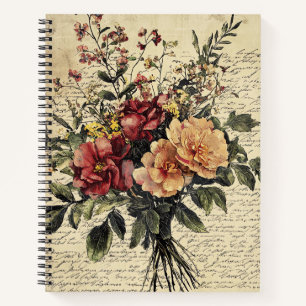 Cuaderno Ramo de Rosas Vintage Melocotón Carmesí