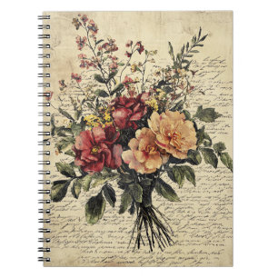Cuaderno Ramo de Rosas Vintage Melocotón Carmesí