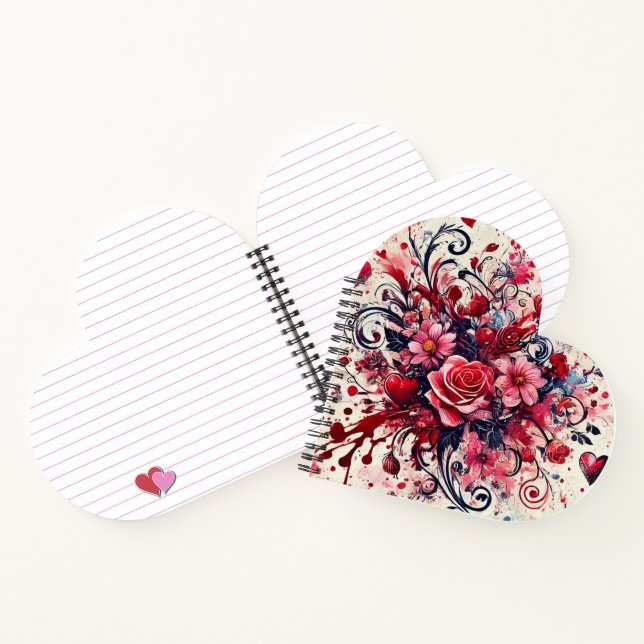 Cuaderno Ramo del Día de San Valentín / Corazón de Arte con (Interior)
